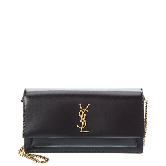 Saint Laurent Sunset Leather Clutch, Black - Picture 1 of 4